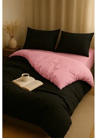 Set copripiumino e federa nero/rosa per letto singolo o esteso con lenzuolo incluso/3 pezzi 160x220 cm Classic – Mila Home