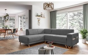 Divano angolare grigio allungabile e con contenitore (penisola a sinistra/a L) Classy Sophie – Miuform