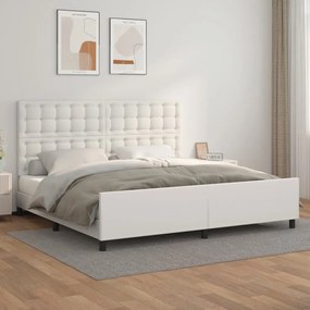 Giroletto Con Testiera Bianco 200x200 Cm İn Similpelle /