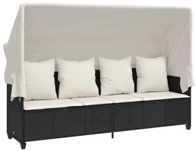 Set divani da giardino 5 pz con cuscini in polyrattan nero