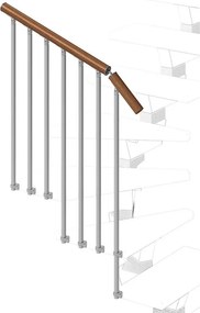 Balaustra in kit IRIS Vida Giro in legno argento, corrimano in legno noce, L 133 cm fissaggio a parete