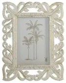 Cornice Portafoto DKD Home Decor Cristallo Dorato Bianco Indiano Legno MDF (26,5 x 2 x 31,5 cm)