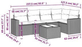 Set divano da giardino 6 pz con cuscini nero in polyrattan