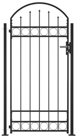 Cancello Per Recinzione Ad Arco Con 2 Pali 105x204 Cm Nero /