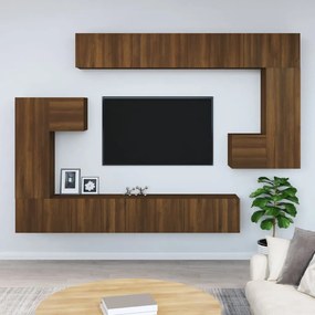 Mobile porta tv a parete rovere marrone in legno multistrato