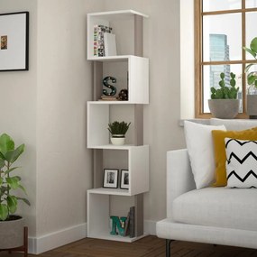 Libreria Moderna 161x35x30 cm Scaffale Modulare 5 Ripiani in MDF Bianco e Tortora...