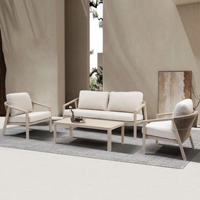 FRIDA - salotto outdoor in alluminio con schienale in corda