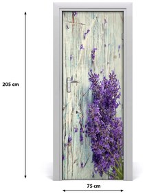 Adesivo per porta Lavanda sul legno 75x205 cm
