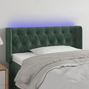 Testiera A Led Verde Scuro 93x16x78/88 Cm İn Velluto /