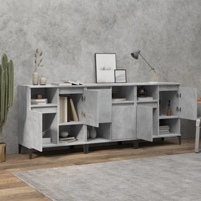 Credenze 3pz grigio cemento 60x35x70 cm in legno multistrato