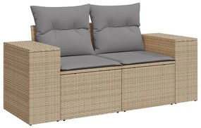 Set divano da giardino 9 pz con cuscini beige in polyrattan