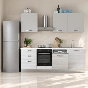 Cucina 240 cm revesibile mobile per lavastoviglie Bianco e Grigio