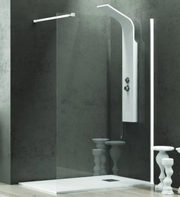 Parete doccia walk in 130 cm con profilo bianco opaco  KW-100W - KAMALU