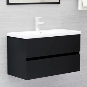 Mobile Lavabo Nero 80x38,5x45 Cm İn Legno Multistrato /