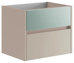 Mobile da bagno sotto lavabo Niwa sabbia frontale in vetro verde timo laccato opaco L 59.5 x H 50 x P 45.5 cm 2 cassetti, lavabo non incluso