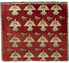 Shiraz Tappeto 60x50 Rosso (Iran) Annodato A Mano