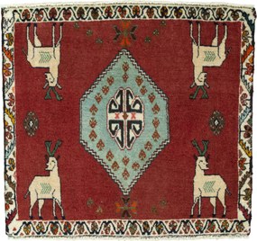 Shiraz Tappeto 60x60 Rosso (Iran) Annodato A Mano