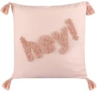 Cuscino divano 30x50 cm scritta Hey con nappine