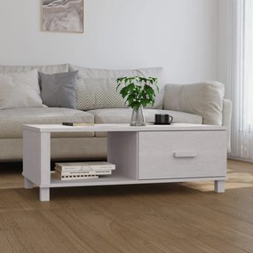 Tavolino da salotto bianco 100x55x35 cm legno massello di pino