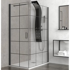 Kamalu - Box doccia 80x70 con telaio nero fisso da 80cm e porta da 70cm NICO-3500