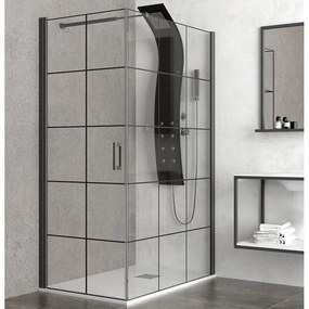Kamalu - box doccia 80x70 con telaio nero fisso da 80cm e porta da 70cm nico-3500