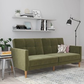 Divano letto in velluto verde 207 cm Lilly - Støraa