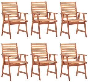 Sedie da pranzo da esterni con cuscini 6 pz massello di acacia