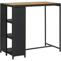 Tavolo da Bar con Ripiani Nero 120x60x110 cm in Polyrattan cod mxl 15266