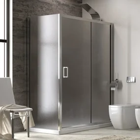 Kamalu - Box doccia ad angolo 140x90 cm vetro opaco altezza 180cm K410NS