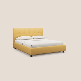 Minato letto imbottito contenitore con testata trapuntata in ecopelle impermeabile T04 giallo