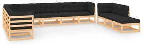 Set salotto giardino 11pz cuscini antracite legno massello pino