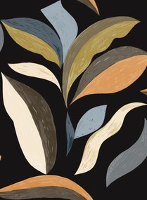 Florale Tapete Nid d Oiseau von Elitis - Schwarz