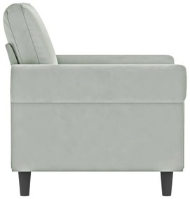 Poltrona grigio chiaro 60 cm velluto