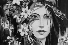Stampa su tela – Pittura originale di una donna in bianco e nero