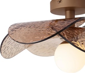 Plafoniera di design bronzo scuro con vetro ambrato a coste - Kemner