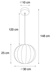 Lampada a sospensione Japandi in seta bianca 30 cm - Plu