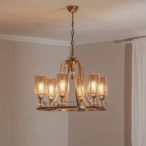 Avonni Lampadario Jadina, oro antico, a 6 luci, Ø 62 cm metallo/vetro