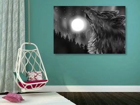 Stampa su tela – Luna dei lupi in bianco e nero