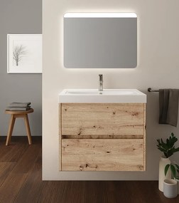Mobile sottolavabo e lavabo Portofino per vasca centrale rovere oro in mdf L 60 x H 50.5 x P 40 cm 2 cassetti