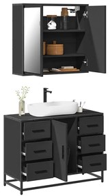 Set Mobili Da Bagno 2 Pz Nero İn Legno Multistrato /