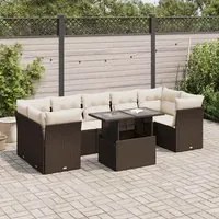 Set Divani da Giardino 8 pz con Cuscini Marrone in Polyrattan 3326124