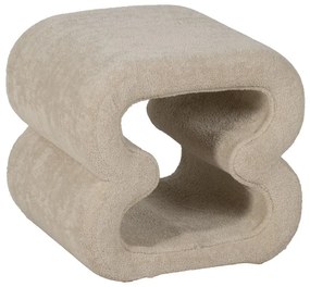 Poggiapiedi beige con rivestimento in bouclé – Ixia