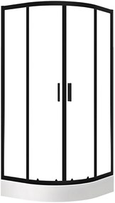 Laveo Bresso box doccia con piatto doccia 90x90 cm semicircolare nero opaca/vetro trasparente JKDD796Z
