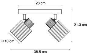 Faretto moderno in legno con vetro fumé 2 luci ruotabile e inclinabile - Gracy