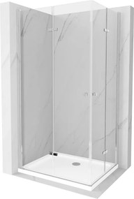 Mexen Lima Duo cabina doccia pieghevole 80 x 70 cm, trasparente, cromo + piatto Flat - 856-080-070-01-02-4010