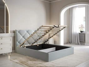 SALDI -  Letto con contenitore 140 x 190 cm Velluto Grigio - STARI di PASCAL MORABITO