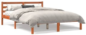 Letto Senza Materasso Marrone Cera 135x190 Cm İn Legno Di Pino /