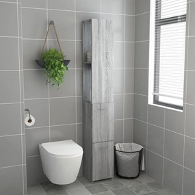 Armadietto bagno grigio sonoma 25x25x170cm legno ingegnerizzato