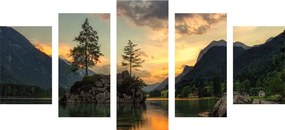Quadri 5 pezzi – Paesaggio montano al lago