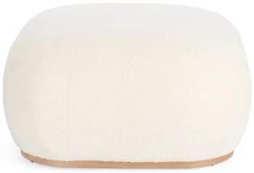 Pouf MIRIANA tessuto bianco e base in legno